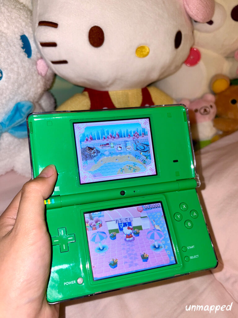 playing ds game hello kitty big city dreams on nintendo ds