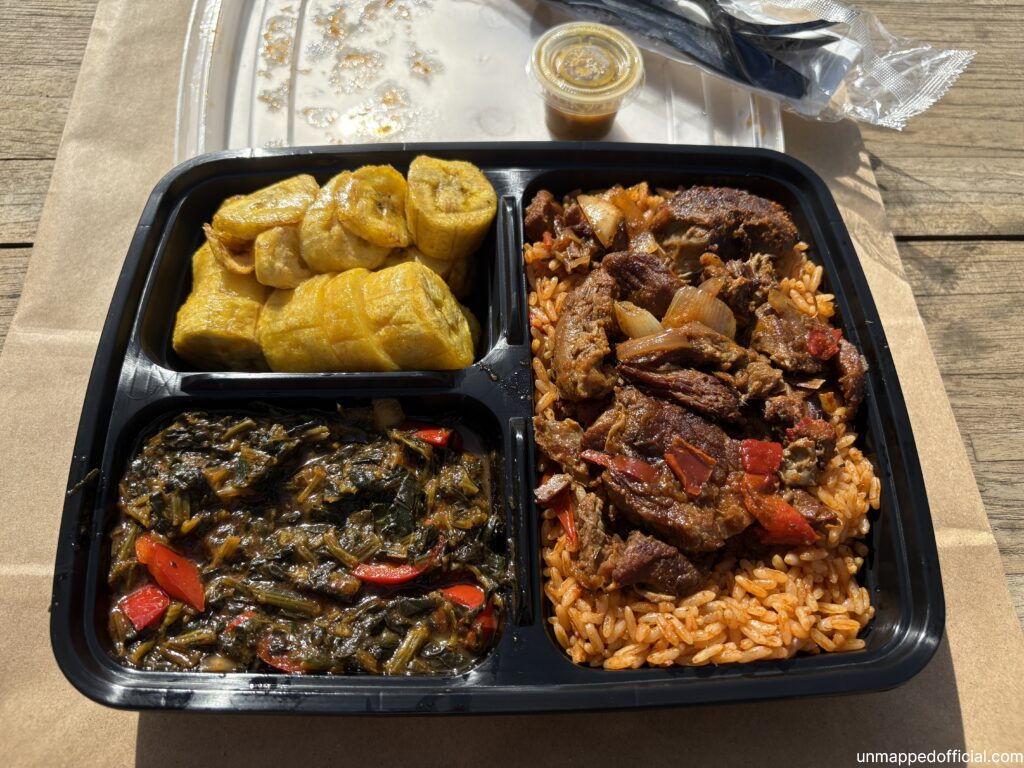 african food in takeaway container
