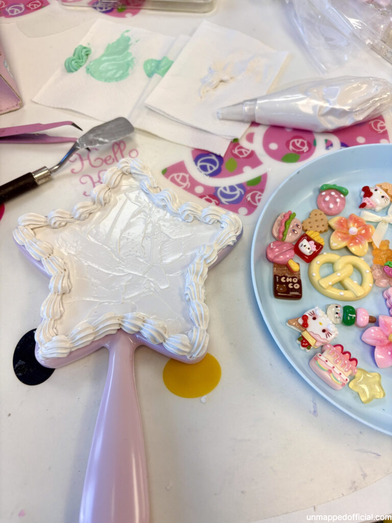 decoden cream glue applied onto the back of a mirror