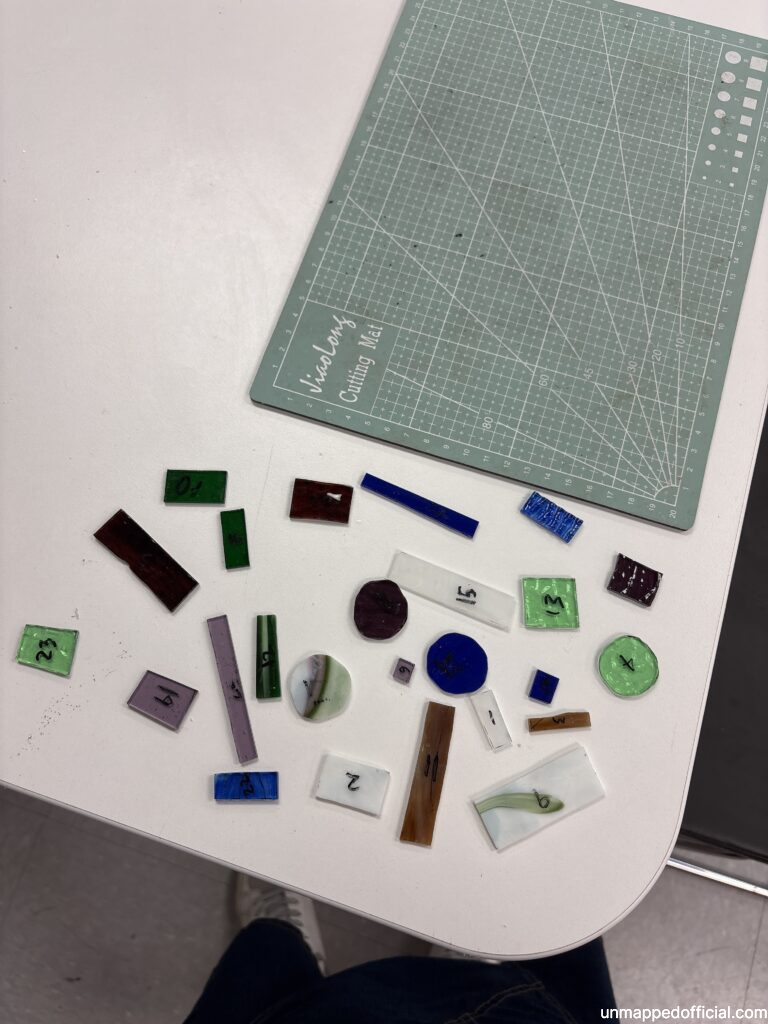 Pieces of cut out glass