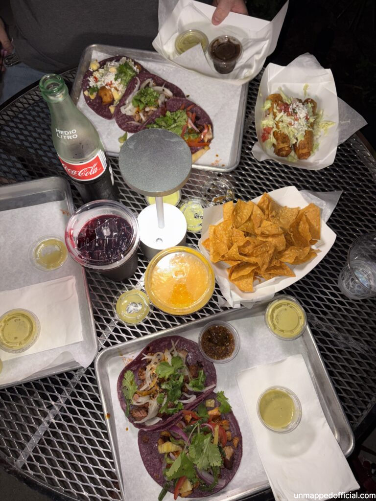 tacos, taquitos, chips, and drinks from Taco Mesita in Tustin