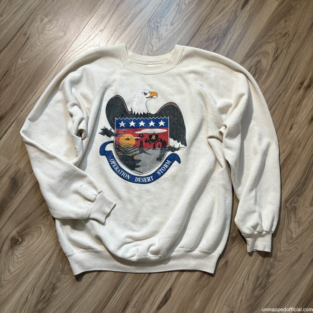 operation desert storm sweatshirt from thrift haul