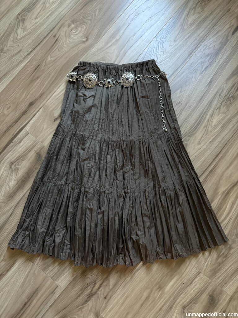 brown skirt with silver belt