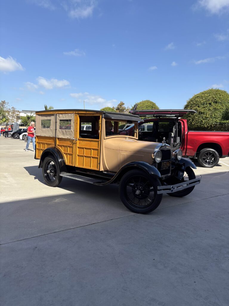 classic car with wood